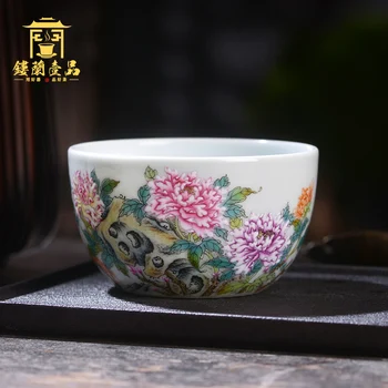 |Yizhentang cor-de-rosa peônia Master Cup Jingdezhen de cerâmica pintados a mão única xícara de kungfu conjunto de chá pessoal xícara de chá de
